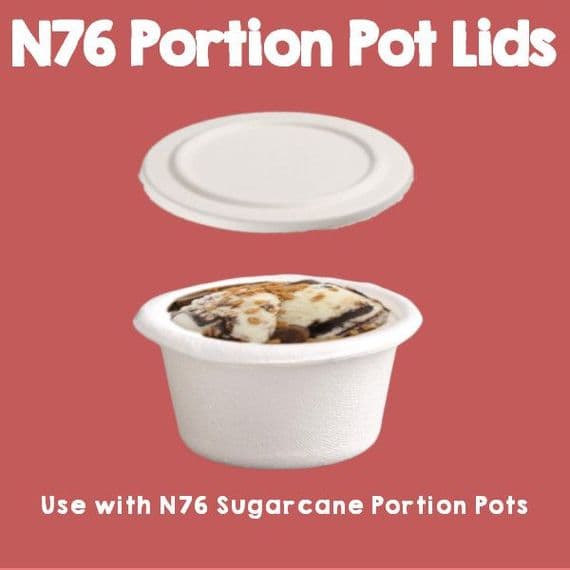 N76 Bulk Sugarcane Compostable Sample & Portion Pot Lids 4oz x 1500