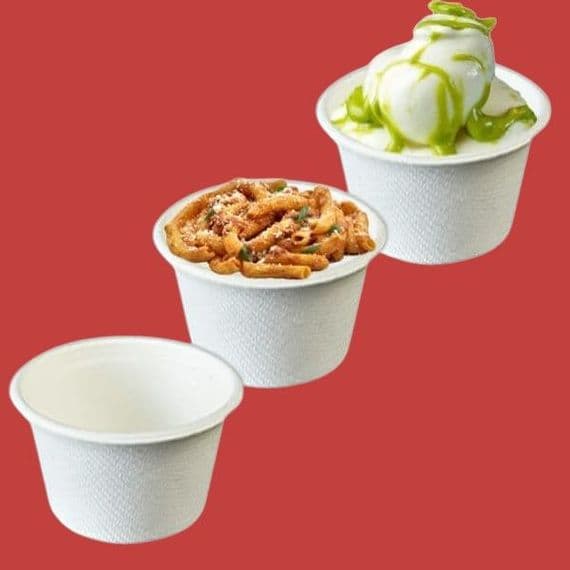 N76 Large Sugarcane Compostable Hot & Cold Sample Portion Pot Cups 4oz  x 50