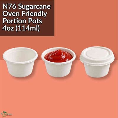 N76 Large Sugarcane Compostable Hot & Cold Sample Portion Pot Cups 4oz  x 50
