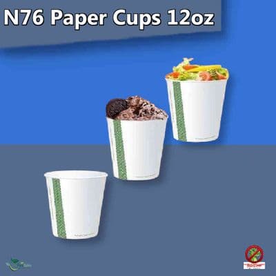 N76 Paper Medium Compostable Cold Food & Drink Cups 12oz x 50