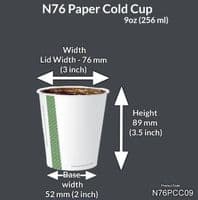 N76 Paper Standard Compostable Cold Food & Drink Cups 9oz (Pack of 50)