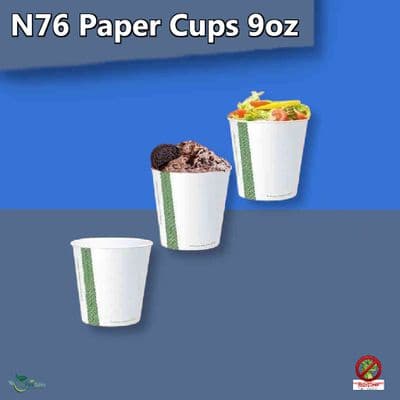 N76 Paper Standard Compostable Cold Food & Drink Cups 9oz | Pack of 50