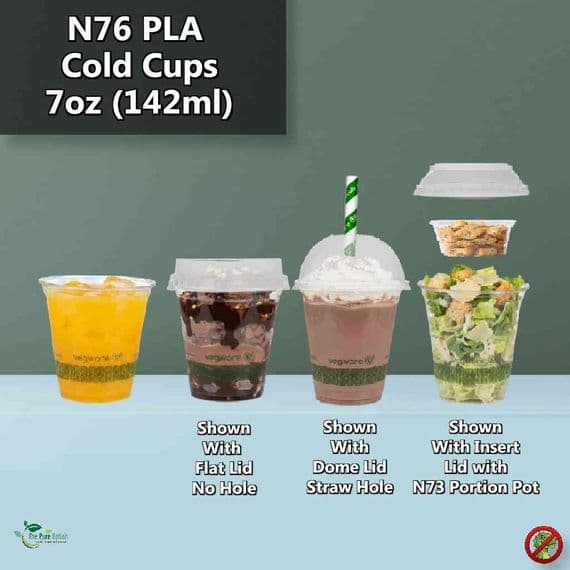 N76 PLA Corn Biodegradable Compostable Cold Cups | Standard | 7oz (142ml)