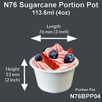 N76 Sugarcane Compostable Sample & Portion Pot Lids 4oz x 50