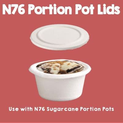 N76 Sugarcane Compostable Sample & Portion Pot Lids 4oz x 50