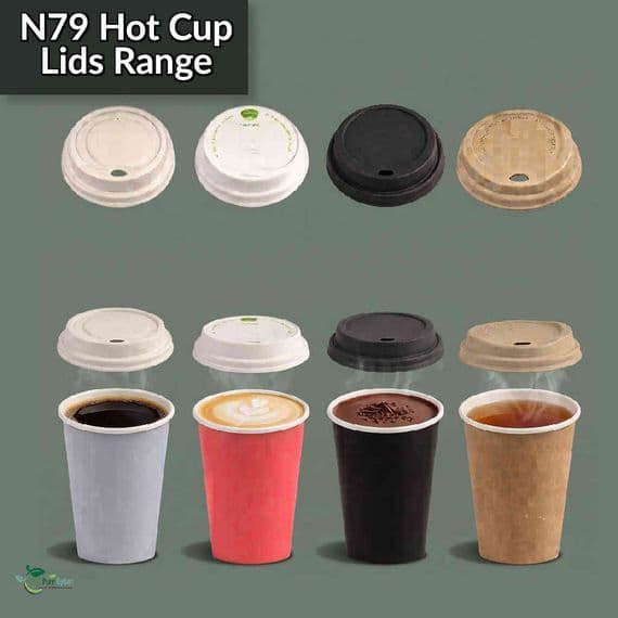 N79 CPLA Biodegradable Compostable Hot Drink Lids | Fits 8-10oz Cups
