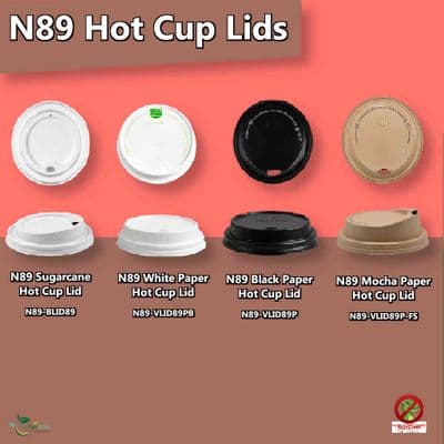 N79 Biodegradable Compostable Disposable Hot Drink Cup Lids | Fits 8 to 10oz Hot Cups
