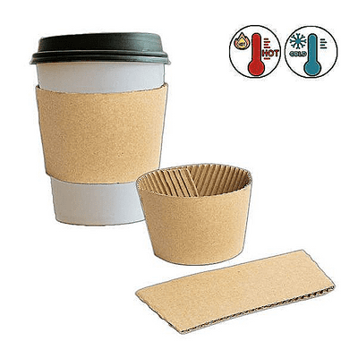 N79 Bulk Cardboard Recyclable Coffee Cup Holder Sleeve 6 to 8oz x 1000