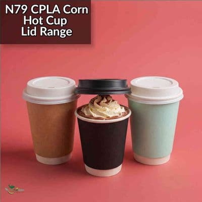 N79 CPLA Biodegradable Compostable Disposable Hot Drink Cup Lids | Fits 8 to 10oz Hot Cups