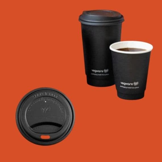 N79 CPLA Black Disposable Biodegradable Compostable Hot Cup Lids 79mm x 50