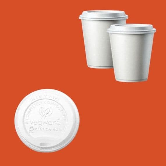 N79 CPLA White Disposable Biodegradable Compostable Hot Cup Lids 79mm x 50