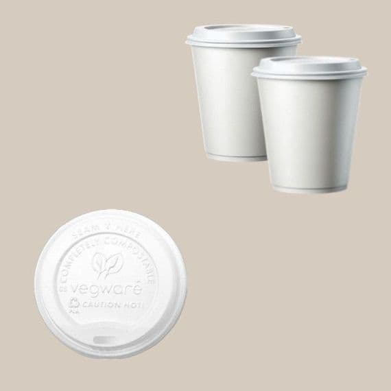 N79 CPLA White Disposable Biodegradable Compostable Hot Cup Lids 79mm x 50