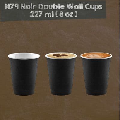 N79 Premium Noir Compostable Hot Cups 8oz – Double Wall (500 Pack)
