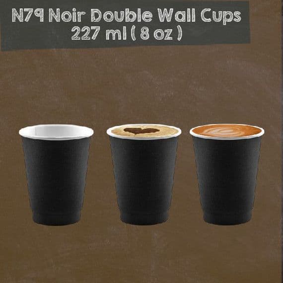 N79 Premium Noir Compostable Hot Cups 8oz – Double Wall (500 Pack)