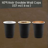 N79 Premium Noir Compostable Hot Cups & Lids 8oz – Double Wall (500 Pack)