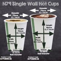 N79 Single Wall Biodegradable Compostable Disposable Hot Drink Cups 6 to 8oz x 50