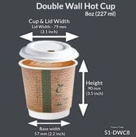 N79 Standard Double Wall Biodegradable Compostable Disposable Hot Cups 8oz x 25