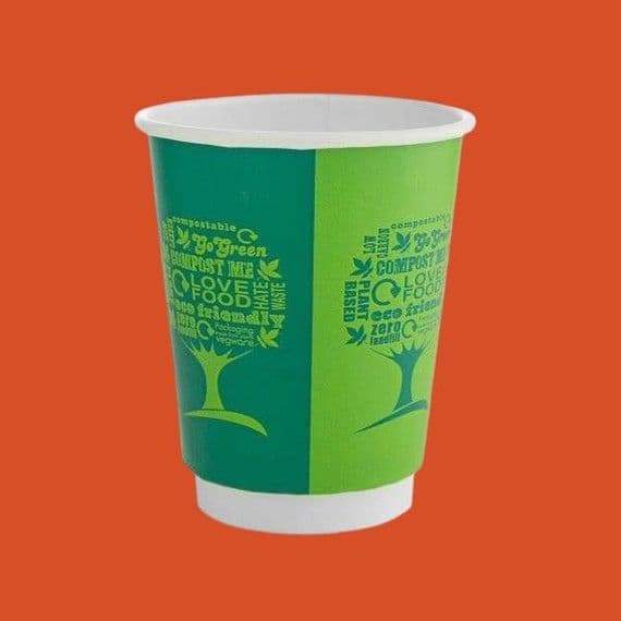 N79 Standard Double Wall Biodegradable Compostable Disposable Hot Cups 8oz x 25