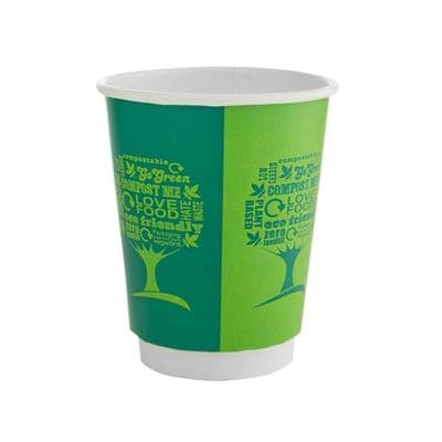 N79 Standard Double Wall Biodegradable Compostable Disposable Hot Cups 8oz x 25