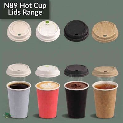 N89 Biodegradable Compostable Disposable Hot Drink Cup Lids | Box of 1000