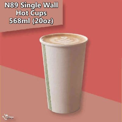 N89 Biodegradable Compostable Hot Cups | Single Wall | 20oz (568ml)