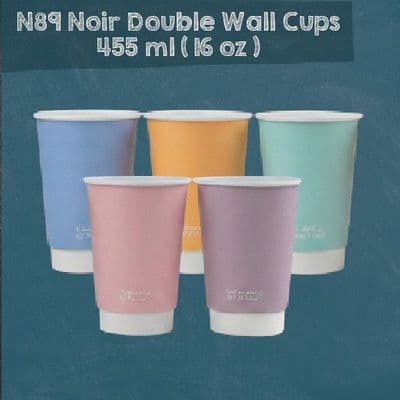 N89 Bulk Pastel Double Wall XL Compostable Disposable Hot Drink Cups 16oz (Box of 500)