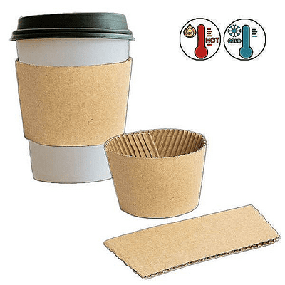 N89 Cardboard Compostable Recyclable Coffee Cup Holder Sleeve 10 to 20oz x 100