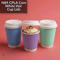 N89 CPLA Biodegradable Compostable Disposable Hot Drink Cup Lids | Fits 12 to 20oz Hot Cups