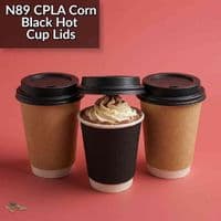 N89 CPLA Biodegradable Compostable Disposable Hot Drink Cup Lids | Fits 12 to 20oz Hot Cups