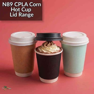 N89 CPLA Biodegradable Compostable Disposable Hot Drink Cup Lids | Fits 12 to 20oz Hot Cups