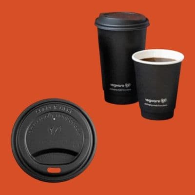 N89 CPLA Black Disposable Biodegradable Compostable Hot Cup Lids 89mm