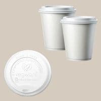 N89 CPLA White Biodegradable Compostable Disposable Hot Drink Cup Lids | Fits 12 to 20oz Hot Cups