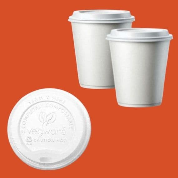 N89 CPLA White Disposable Biodegradable Compostable Hot Cup Lids 89mm