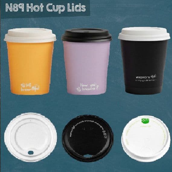 N89 Disposable Biodegradable Compostable Hot Cup Lids 89mm x 50