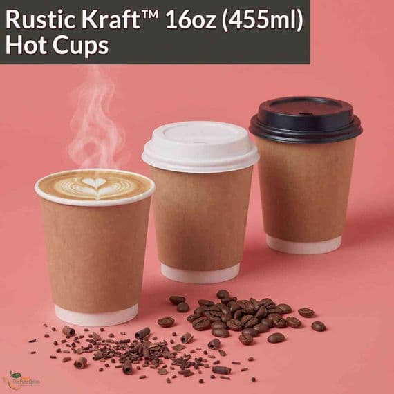 N89 Double Wall Biodegradable Compostable Disposable Hot Drink Cups 16oz | Pack of 20