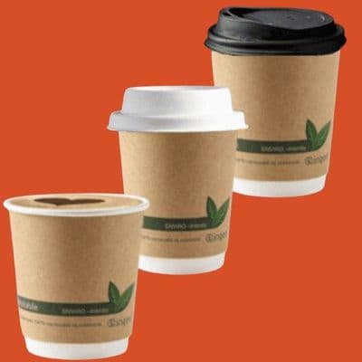 N89 Double Wall Biodegradable Compostable Disposable Hot Drink Cups 16oz x 20