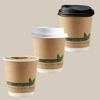 N89 Medium Kraft Double Wall Biodegradable Compostable Disposable Hot Cups 12oz | Pack of 25