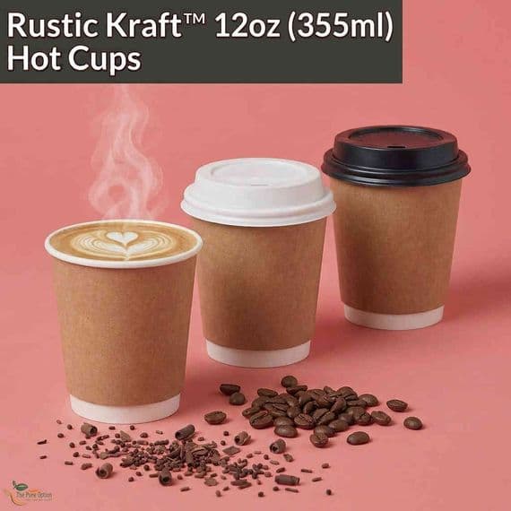 N89 Medium Kraft Double Wall Compostable Disposable Hot Cups 12oz | Pack of 25