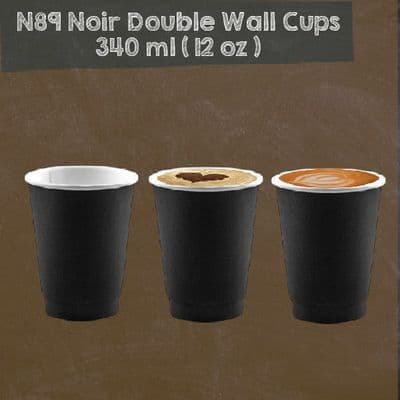 N89 Premium Noir Compostable Hot Cups 12oz – Double Wall | Bulk