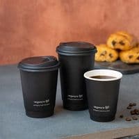 N89 Premium Noir Compostable Hot Cups 16oz – Double Wall (Box of 400)