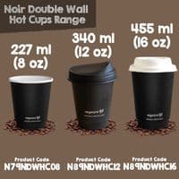 N89 Premium Noir Compostable Hot Cups 16oz – Double Wall (Box of 400)