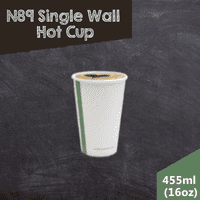 N89 Single Wall Compostable Disposable Hot Drink Cups 12 to 16oz (Pack of 50)