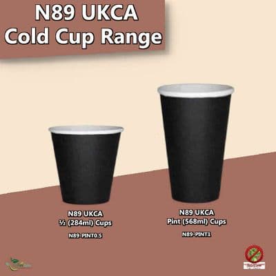 N89 UKCA Paper Biodegradable Compostable Disposable Half & Pint Cups | 700 to 1000 Cups