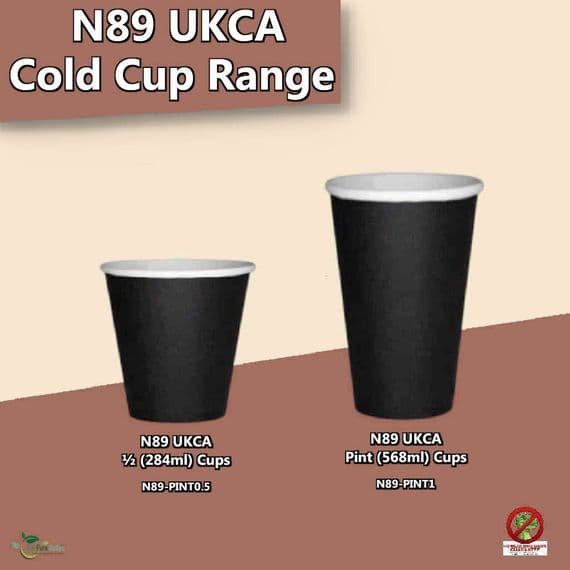 N89 UKCA Paper Biodegradable Compostable Disposable Half & Pint Cups | 700 to 1000 Cups