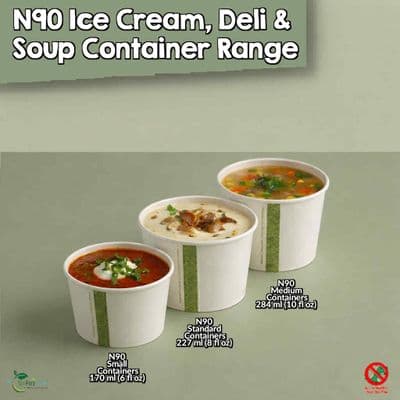 N90 Biodegradable & Compostable Cardboard Food Containers | 6oz to 10oz Bulk