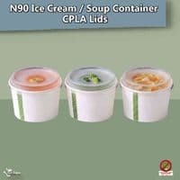 N90 Compostable Soup & Ice Cream Container Lid Range | 6 to 10oz | Box of 1000