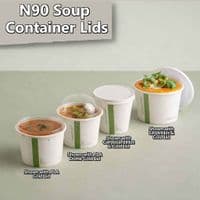 N90 Compostable Soup & Ice Cream Container Lid Range | 6 to 10oz | Box of 1000