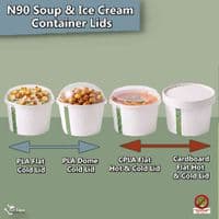 N90 Compostable Soup & Ice Cream Container Lid Range | 6 to 10oz | Pack of 50