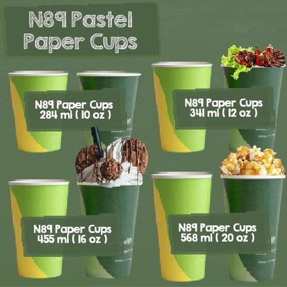 N90 Paper Biodegradable Compostable Disposable Cold Food & Drink Cups (Box of 1000)