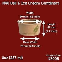 N90 Standard Biodegradable Compostable Soup Ice Cream & Deli Containers 8oz x 25